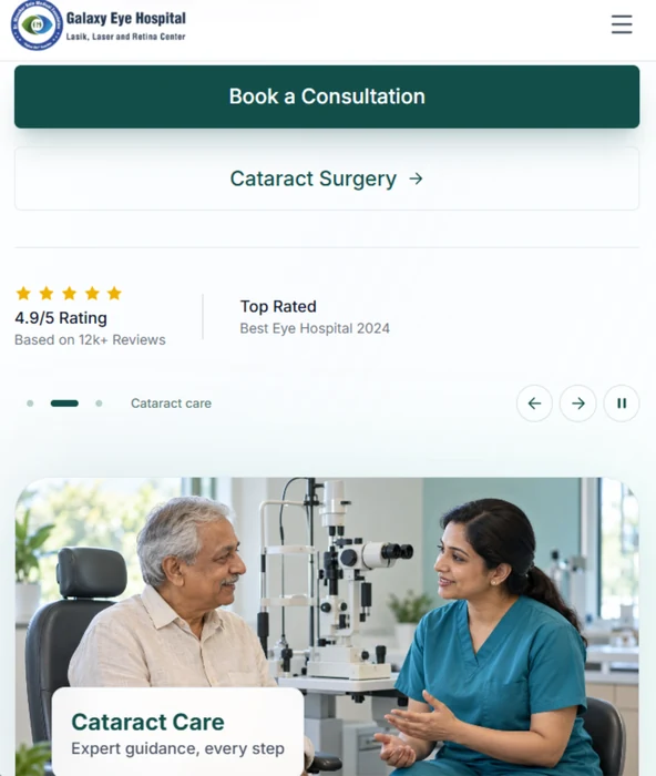 Galaxy Eye Hospital — Healthcare website design preview