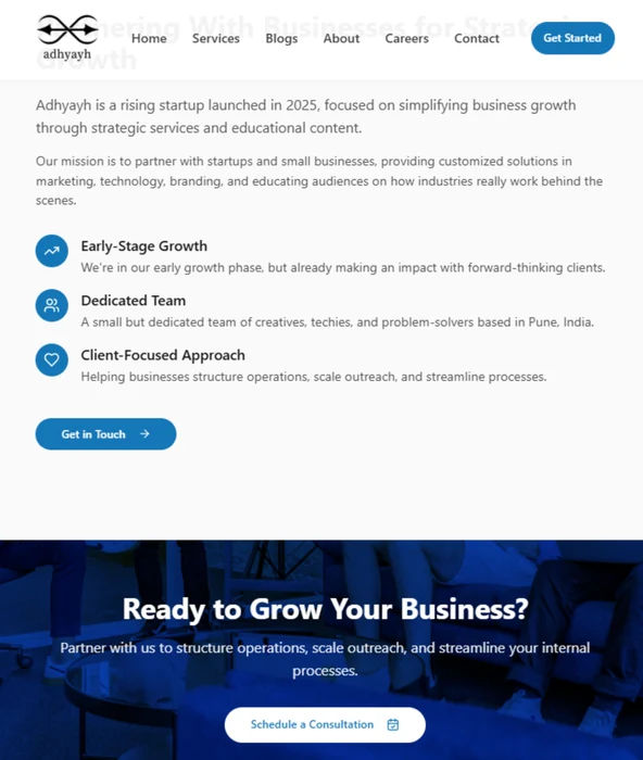 Adhyayh — Business services website design preview