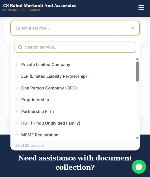 CS Rahul Markanti & Associates — Professional services website design preview